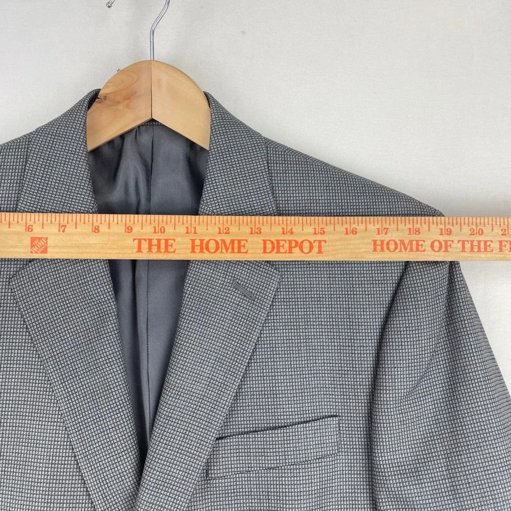 Calvin Klein Mens 40R Silk Wool Blazer Grey Micro Check Sport Coat Macy's